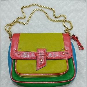 Sondra Roberts SR2 Pastel Color Patent Purse Crossbody Shoulder Box Chain Strap